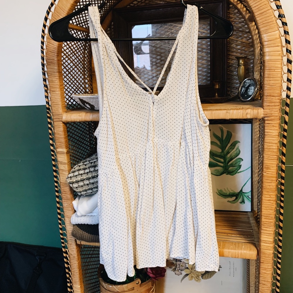 American Eage White Polka-Dot Tank Top